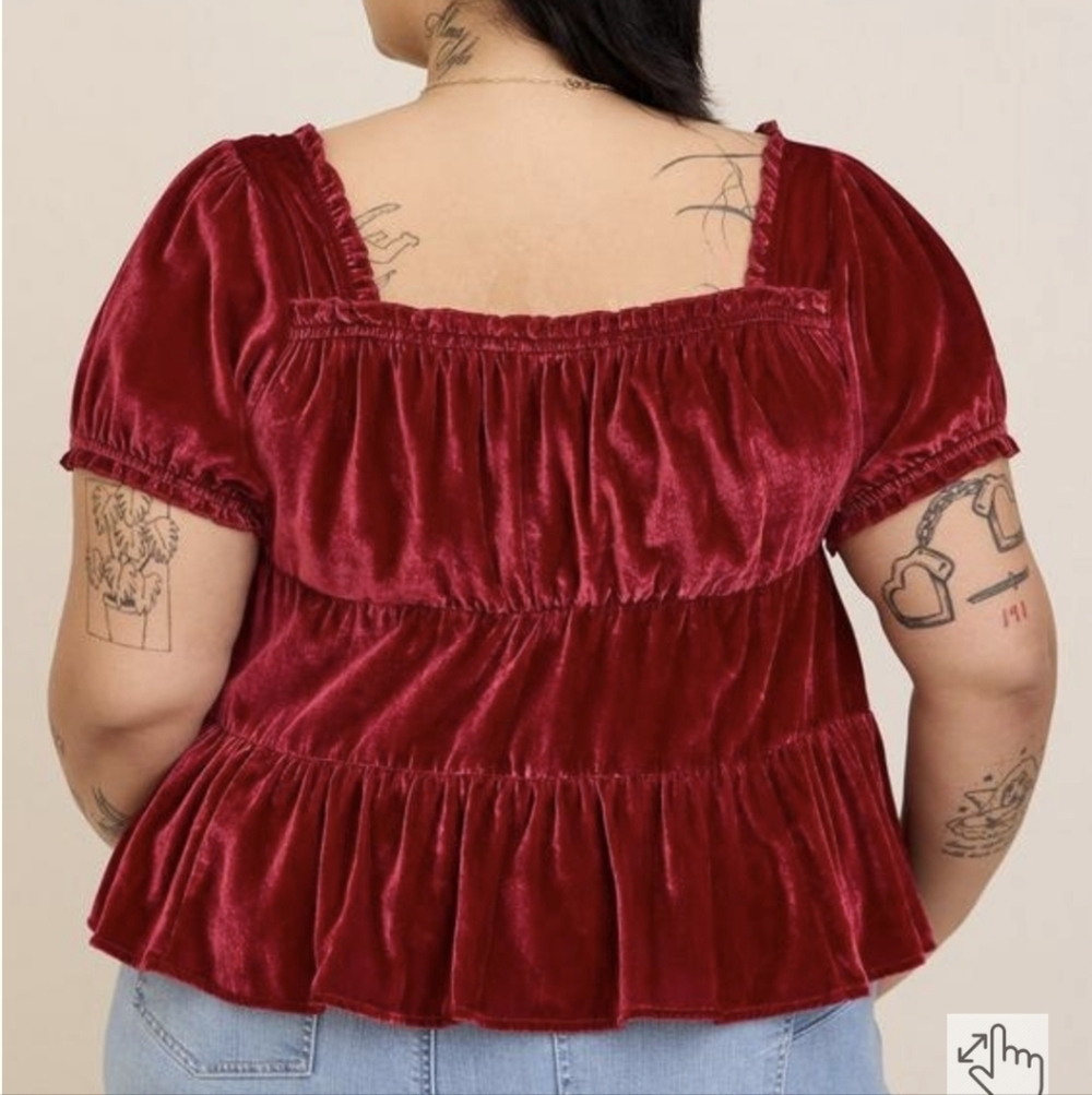 Babydoll Velvet Tiered Top - Picture 2 of 10